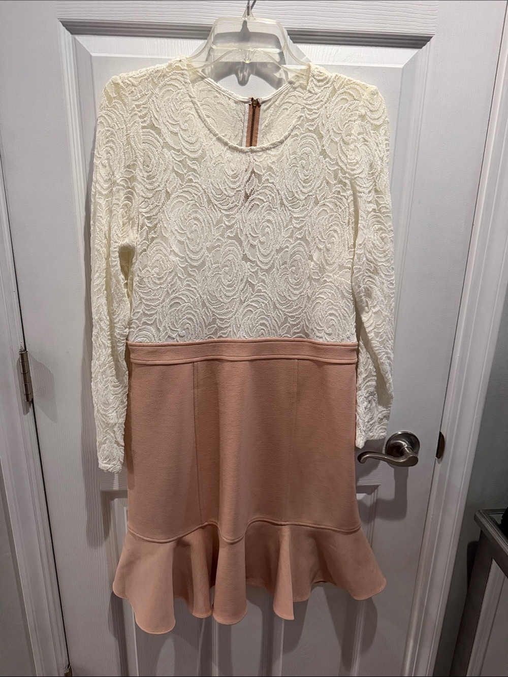 Nanette Lepore Cream Lace Bodice with Blush Fit-and-Flare Skirt